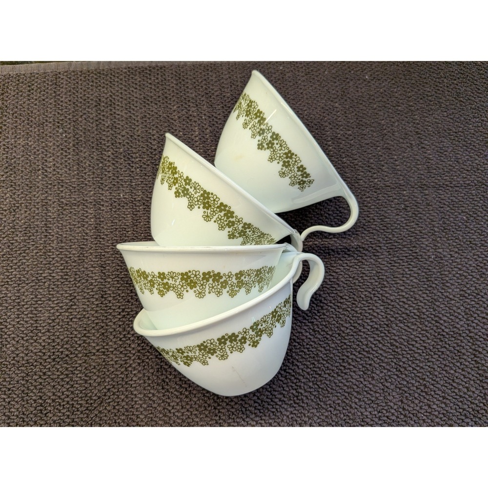 Vintage Corelle Crazy Daisy Spring Blossom Tea Cups Set of 4 Corning